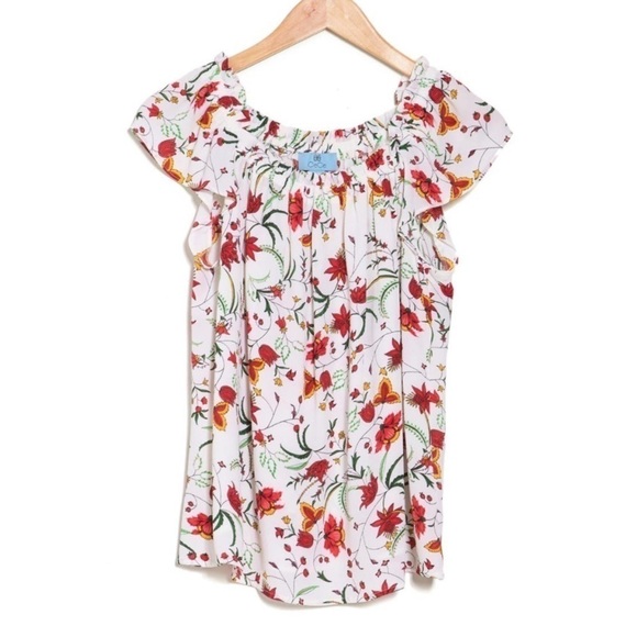 NWT Cece by Cynthia steffe marrakesh off the shoulder  floral top - Picture 2 of 9